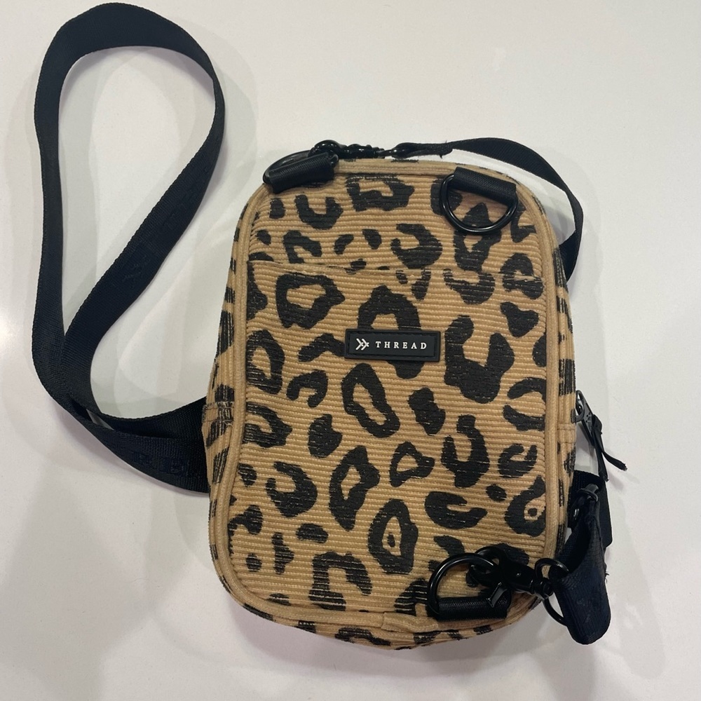 Thread Crossbody Cheetah Print Bag With Adjustable Strap